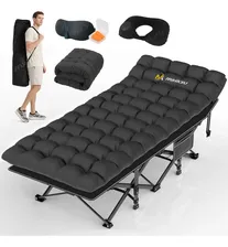 Catre Plegable Para Acampar Mihayu® Cama Portatil Con Colchón Almohada Y Bolsa,para Casa, Oficina, Camping, Viajes Negro