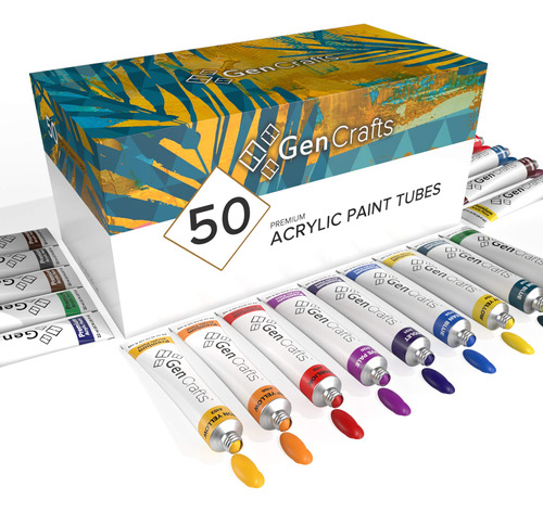 Gencrafts Pintura Acrlica  Juego De 50 Colores Vibrantes De