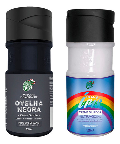  Kit Ovelha Negra E Diluidor Arco Iris 150ml Kamaleão Color Tom Cinza Grafite