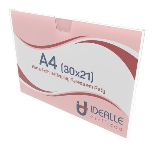 Imagem 2 de 5 de Kit 10 Displays Parede Porta Folha A4 Petg Horizontal