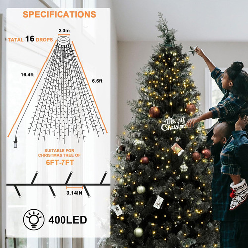 Luces Para Árbol De Navidad, 400led Decoraciones Navidad Luz