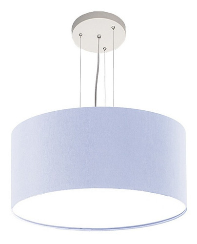 Lustre Pendente Redondo Cúpula Em Tecido  30x15 Cor Azul Bebe 110V/220V