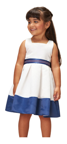 Vestido De Festa Infantil Cetim Branco Bambollina Bb1308