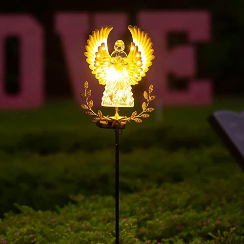 Solar Garden Stake Lights Metal Angel Outdoor Light - Solar 