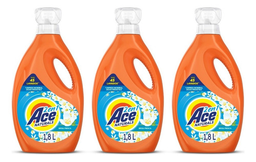 Detergente Líquido Ace Naturals Brisa Fresca 3 X 1.8 L