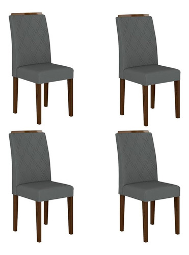 Mesa Com 4 Cadeiras Senegal 1,36 Imbuia/preto/cinza - M A Cor Imbuia/preto/suede Cinza Desenho do tecido das cadeiras Liso