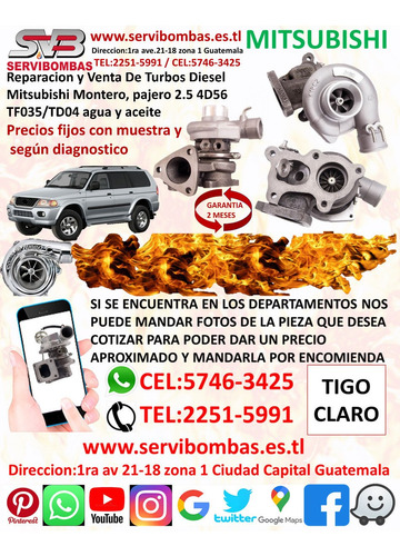 Reparación De Turbos Mitsubishi L200 2.5 4d56u Guatemala