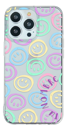 Funda Para iPhone Para Mujer Happy Faces Con Nombre