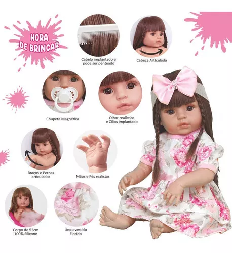 Tipo Boneca Bebê Baby Real Reborn Realista 16 Itens+ Brinde