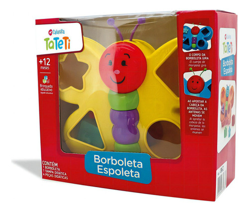 Brinquedo Didático Borboleta Com Blocos De Encaixar Tateti Cor Laranja