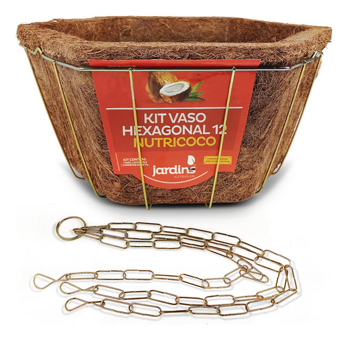 Kit Hexagonal Fibra Coco Vaso Suporte Corrente Nutriplan 3un