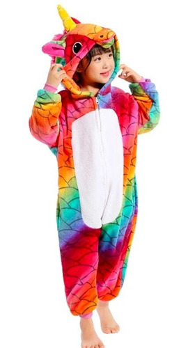 Pijama Unicornio Escamas Multicolor Kigurumi 3-12 Años