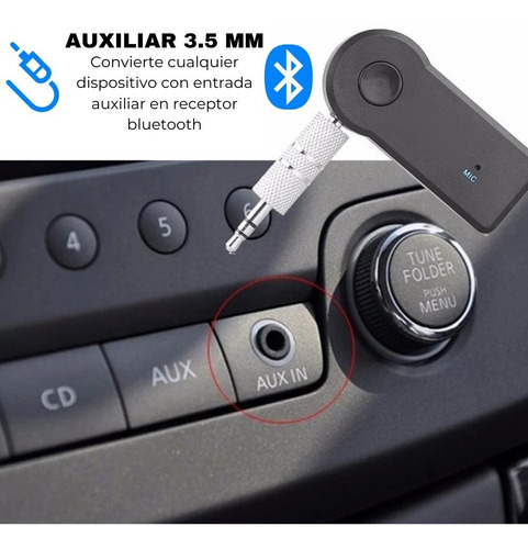 Receptor Bluetooth Aux 3.5 Auto Coche Manos Libres Auxiliar