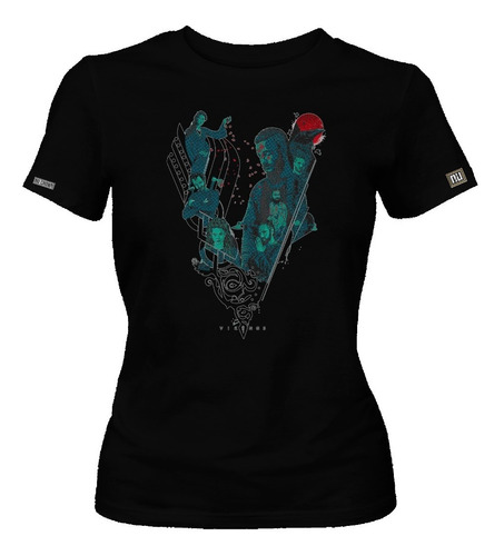 Camiseta Vikings Logo V Personajes Ragnar  Dama Mujer Dbo