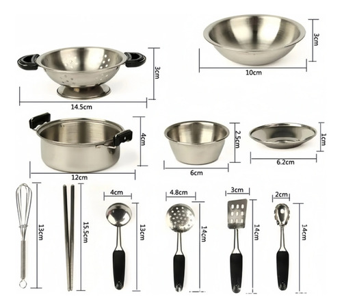 Juego De Juguetes De Cocina De Acero Inoxidable Para Niños D