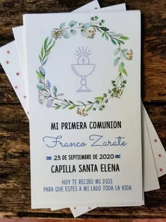 40 Estampitas De Bautismo Tarjetas Invitaciones Comunión