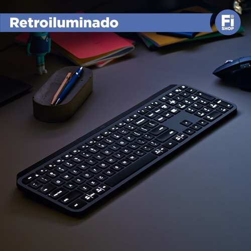 Imagen 4 de 10 de Teclado Logitech Mx Aluminio Ingles Retroiluminado Win Mac