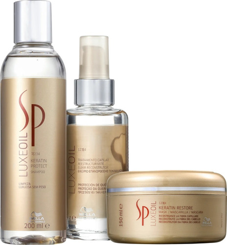 Kit Wella Sp Luxe Oil Shampoo 200ml+ Máscara 150ml+óleo 30ml