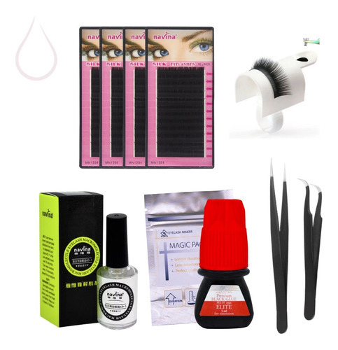 Kit Extensão Cílios Navina Cola Elite 3ml Hipoalergênica Pro