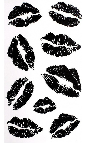 Mapofbeauty Sexy Black Lip Print Impermeable Tatuaje Tempora