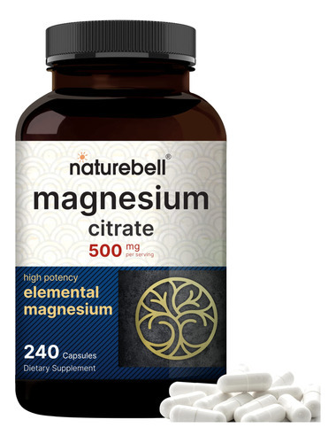 Citrato De Magnesio 500 Mg Extra Fuerte Naturebell 240 Cap