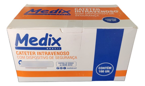 Cateter 24g Intravenoso C/ Segurança Medix Cx 100uni