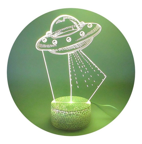 Lampara 3d Ovni Base Dual Agrietada