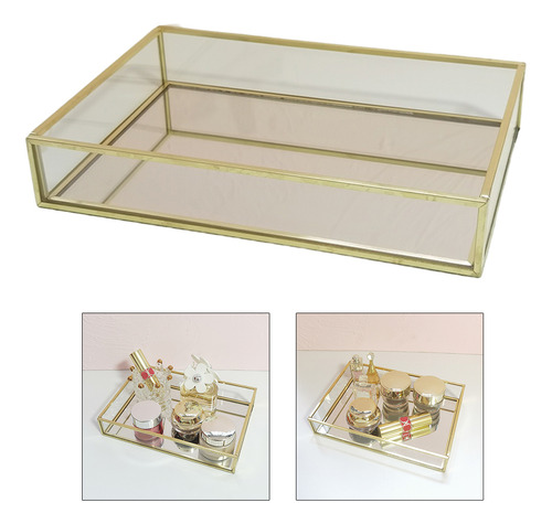 Espejo De Cristal De Oro Nórdico Bandeja Decorativa De