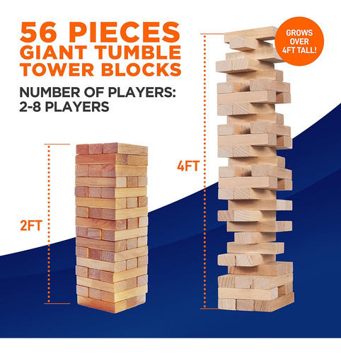 Juego De Torre Gigante 56 Piezas - Torre De Madera De Pin...