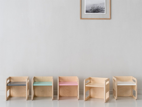 Imagen 4 de 5 de Silla Cubo Montessori Pikler 3 Posturas Bebés Mesa Banquito