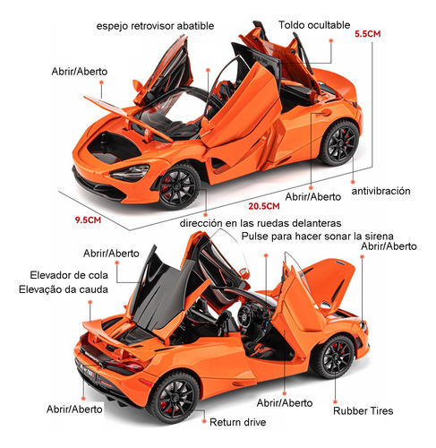 Forza Horizon 5 Mclaren 720s Spider Miniatura Metal Car 1/24