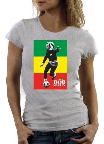 Remeras Mujer Bob Marley Reggae Futbol 1 Digital Stamp Dtg