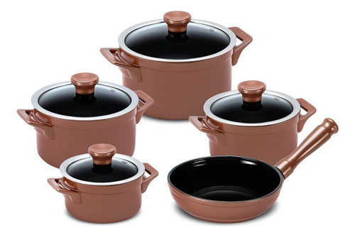 Jogo De Panelas De Cerâmica Ceraflame Clear 5 Peças Cobre