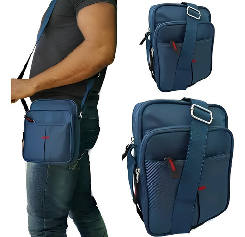 Bolsa Bag Pequena Masculino Couro Tiracolo Transversal Ombro Cor Preto