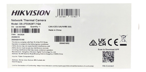 Câmera Hikvision Ip Bullet Térmica Ds-2td2628t-7/qa Cor Branco