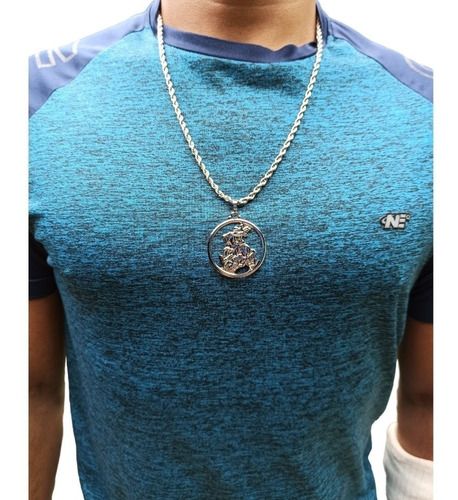 Imagem 1 de 9 de Corrente Cordão Baiano Com Medalha De Sao Jorge Envio Em 12h