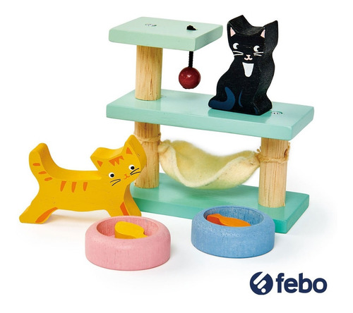 Imagen 2 de 3 de Mesa De Juegos Tender Leaf Toys Para Gatos 7 Pcs Madera Febo