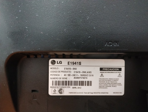 Monitor Lg Flatron 19 Led Negro - Modelo 1940 Negro (Usado)