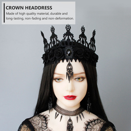Tiara De Boda Gótica Con Corona De Halloween Y Maquillaje