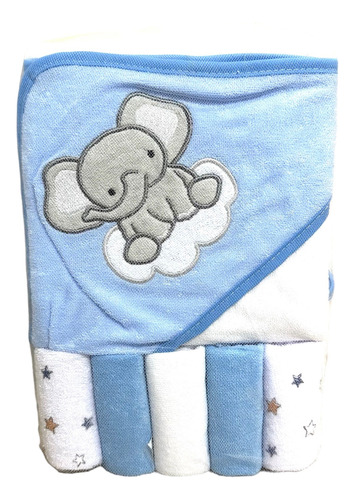 Set Toalla Con Capucha Bebes Niños + Toallitas Multiuso Baño