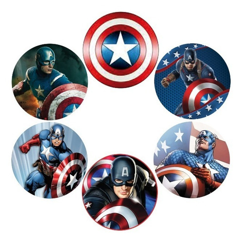 18 Obleas Comestibles 5 Cm Diámetro Capitán América