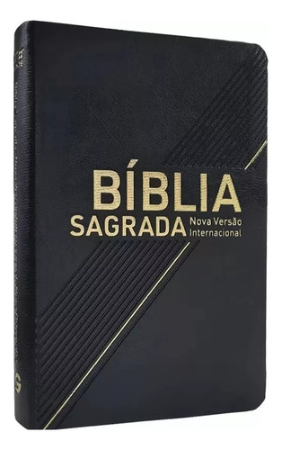 Biblia Nvi Semi Luxo Preta - Geografica 2 Cores Média 