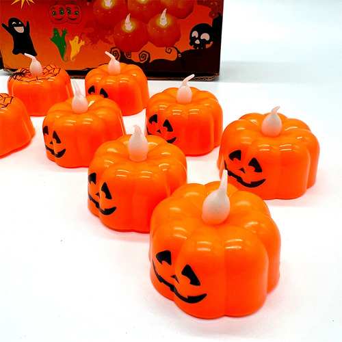 Luz De Té Sin Llama De Calabaza,12pcs Vela Led