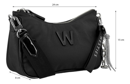 Bolsa Cross Body Para Mujer Westies Negro Hbjorgeouswe Acabado de los herrajes Níquel Diseño de la tela Liso