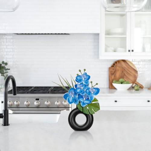Briful 2pcs Flores Falsas De Orquídeas Azules En Maceta De C