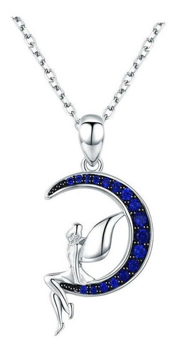 Imagen 1 de 8 de Collar Luna Azul Hada Para Mujer Fabricado En Plata 925