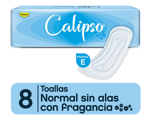 Imagen 1 de 2 de Toallitas Femeninas Calipso Plana S/alas X8 Un Con Fragancia