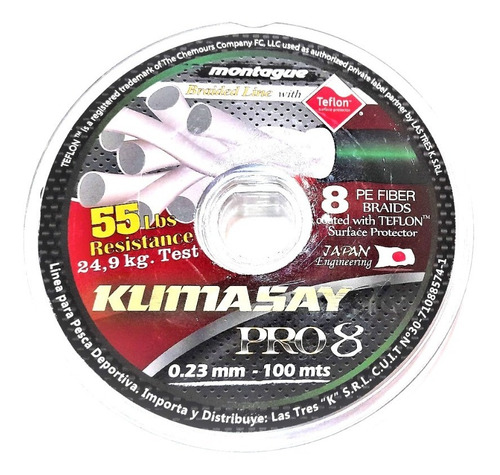 Multifilamento Kumasay. Pro 8. Japan. 0,14mm/25 Lb X 200 Mt