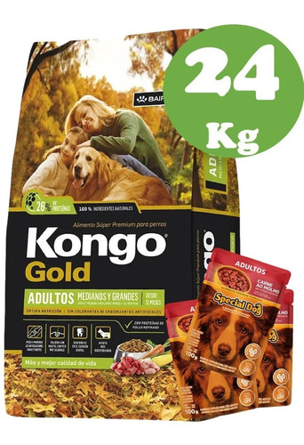 Kongo Gold Adulto 24kg - Alimento Para Perros + Obsequio