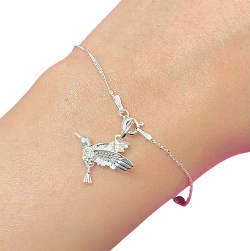 Pulsera Singapur Con Dije Colibrí Plata 925 Ps 280 